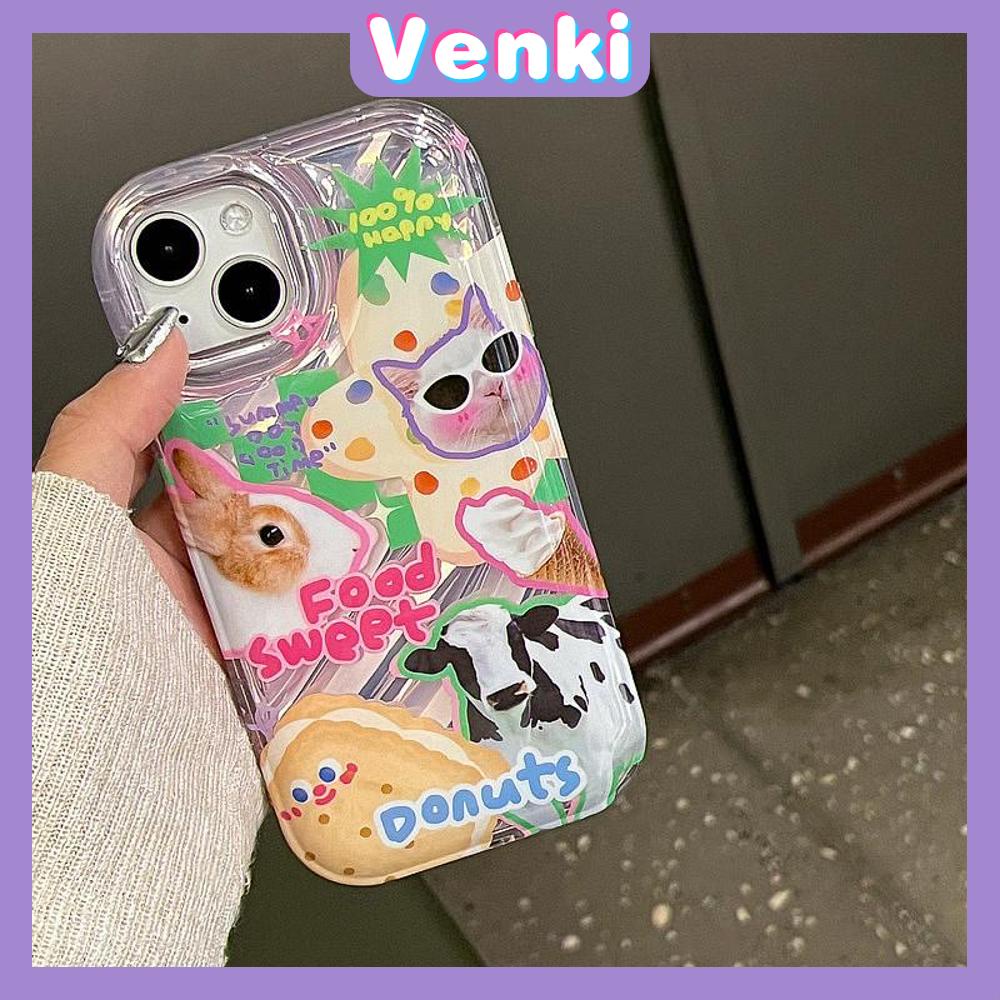 VENKI - Untuk iPhone 11 iPhone Case Laser Reflektif Transparan Ponsel Case TPU Lembut Shockproof Airbag Lucu Kreatif Kartun Kompatibel dengan iPhone 14 13 Pro max 12 Pro Max XR XR 7 8