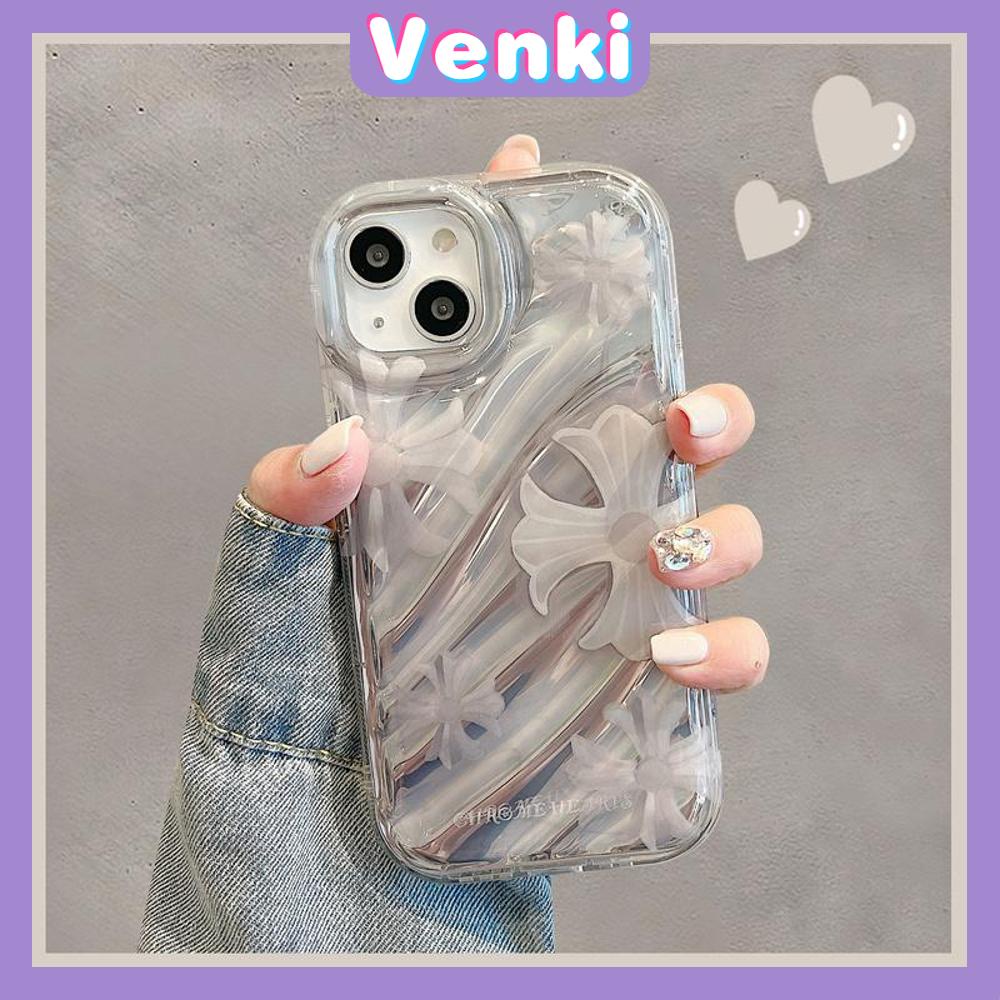 VENKI - Untuk iPhone 11 iPhone Case Laser Reflektif Bening Phone Case TPU Soft Shockproof Airbag Case Simple Cross Kompatibel dengan iPhone 14 13 Pro max 12 Pro Max XR XR 7Plus 8Plus