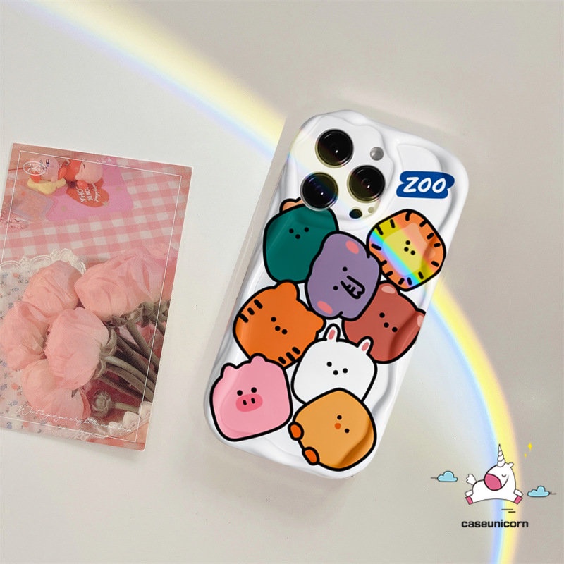 Kartun Hewan Kecil Casing Tepi Melengkung Bergelombang 3D Untuk Redmi A2 10 9T 9a1 10C A2 9C NFC 9A 10A Redmi Note12 8 9 11 10s 10 11s Pro Max POCO M3 Monster Lucu Lembut Tpu Pasangan Cover