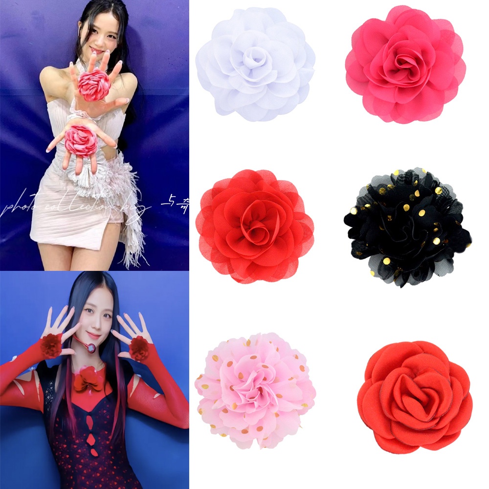 2pcs /Set Blackpink Jisoo ME solo album Bunga peripheral Same Shake Flower Tangan Camelia Opening adjust Ring Prop Finger Rings