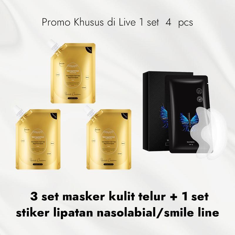 Promo Khusus  1 set   3 set masker kulit telur + 1 set stiker lipatan nasolabial smile line