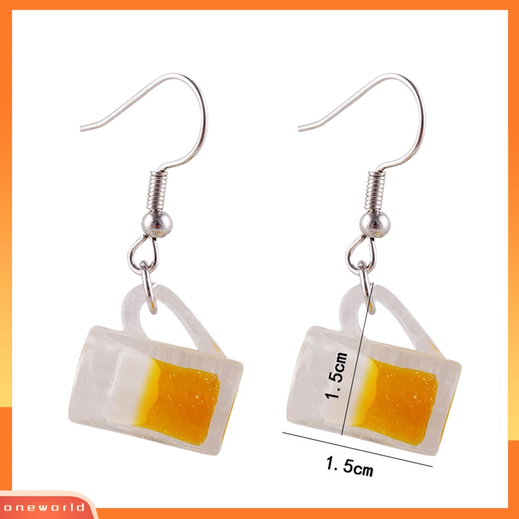 [WOD] 1pasang Anting Drop Hidup Lucu Paduan Botol Minum Liontin Klip Kait Anting Perhiasan Fashion