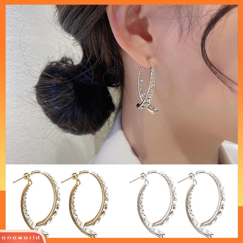 [WOD] 1pasang Romantis Pengerjaan Halus Ear Studs Wanita Cubic Zirconia Arc Fishtail Anting Elegan Untuk Tanggal