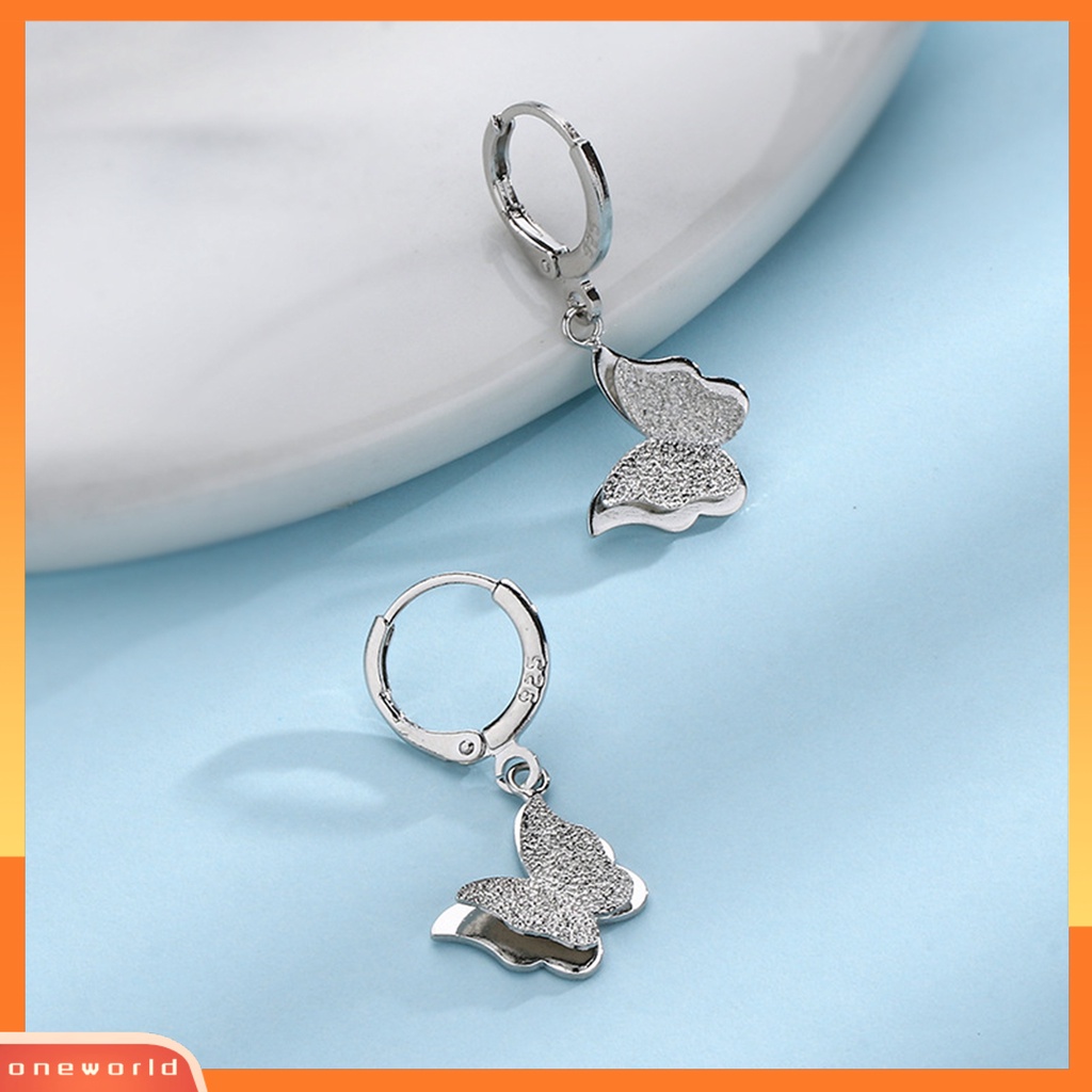 [WOD] 1pc Drop Earring Minimalis Hypoallergenic Elegan High Gloss Hadiah Fashion Perhiasan Matte Kupu Wanita Hoop Earring Untuk Pacaran