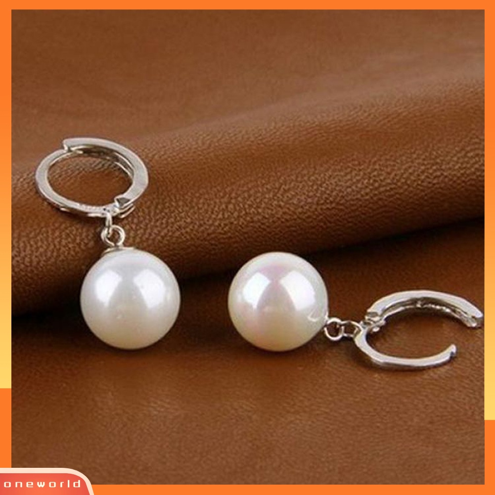 [WOD] Wanita Fashion Fuax Mutiara Menjuntai Eardrop Huggie Anting Tindik Perhiasan Hadiah