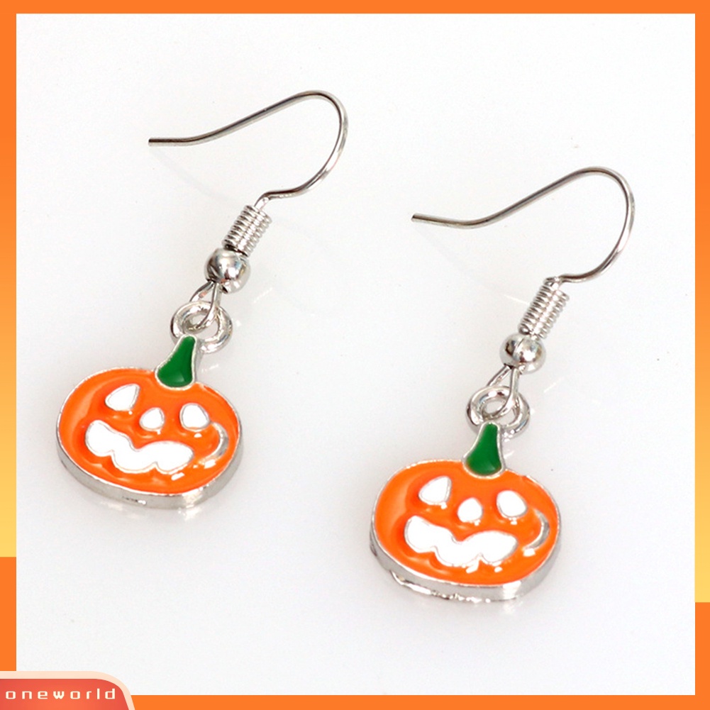 [WOD] Woman Halloween Spider Bat Pumpkin Boo Huruf Liontin Kait Anting Perhiasan Hadiah