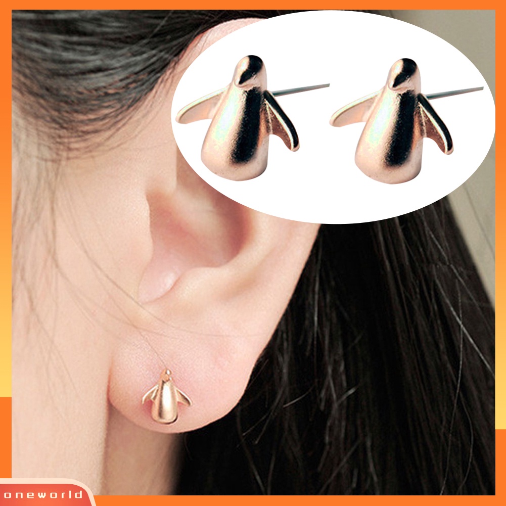 [WOD] Lucu 3D Kartun Pinguin Hewan Telinga Stud Anting Wanita Tindik Perhiasan Hadiah