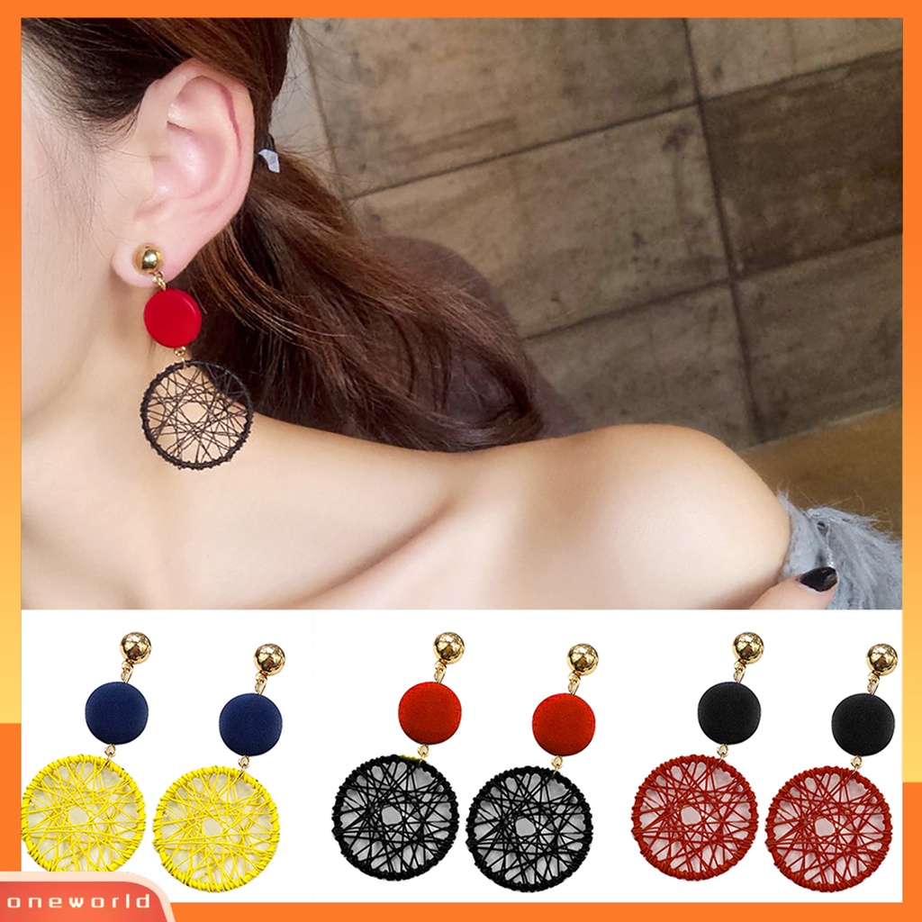 [WOD] 1pasang Kreatif Wanita Panjang Bulat Berongga Lingkaran Menjuntai Anting Club Pesta Perhiasan