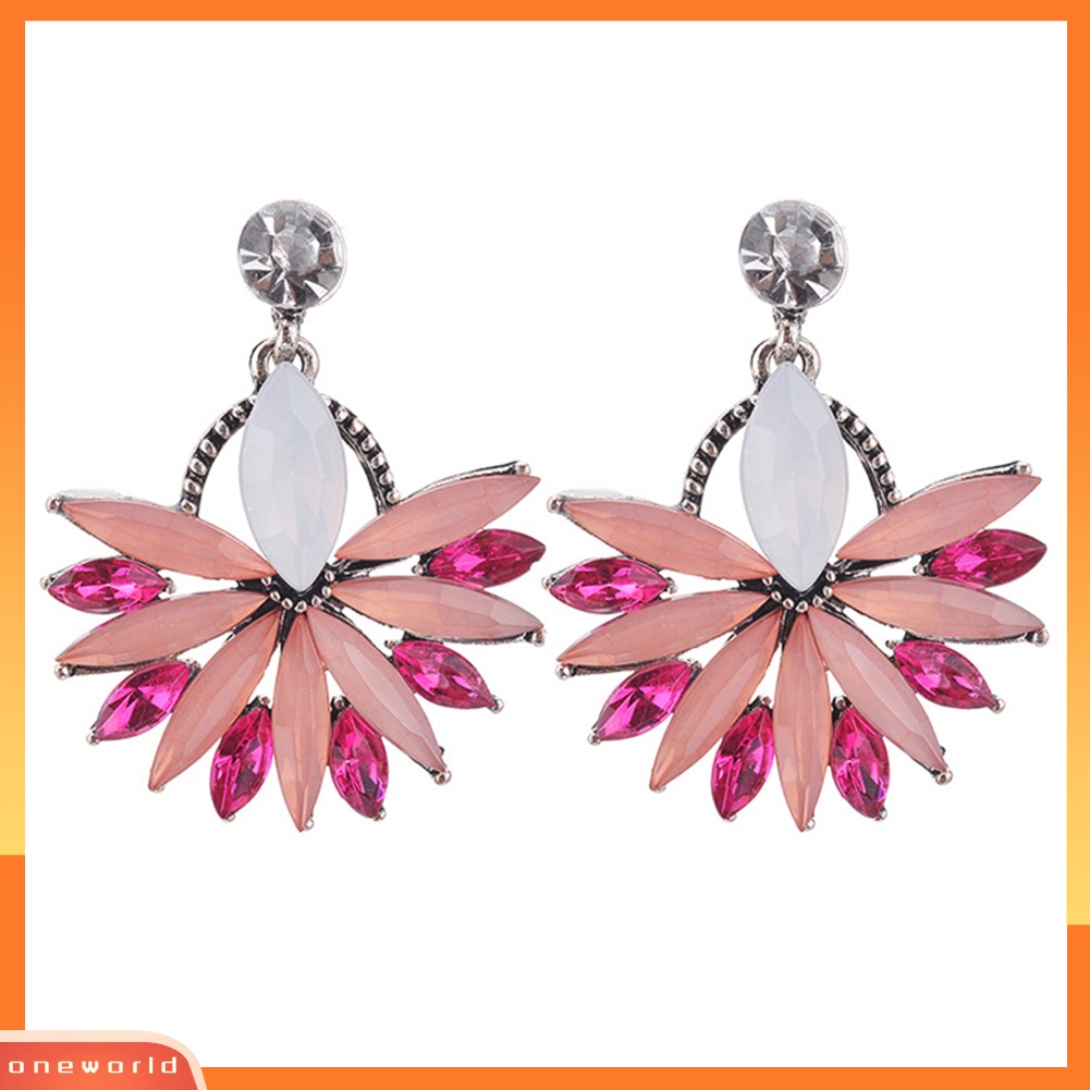 [WOD] Wanita Elegan Boho Berlian Imitasi Bunga Menjuntai Stud Earrings Vintage Eardrops