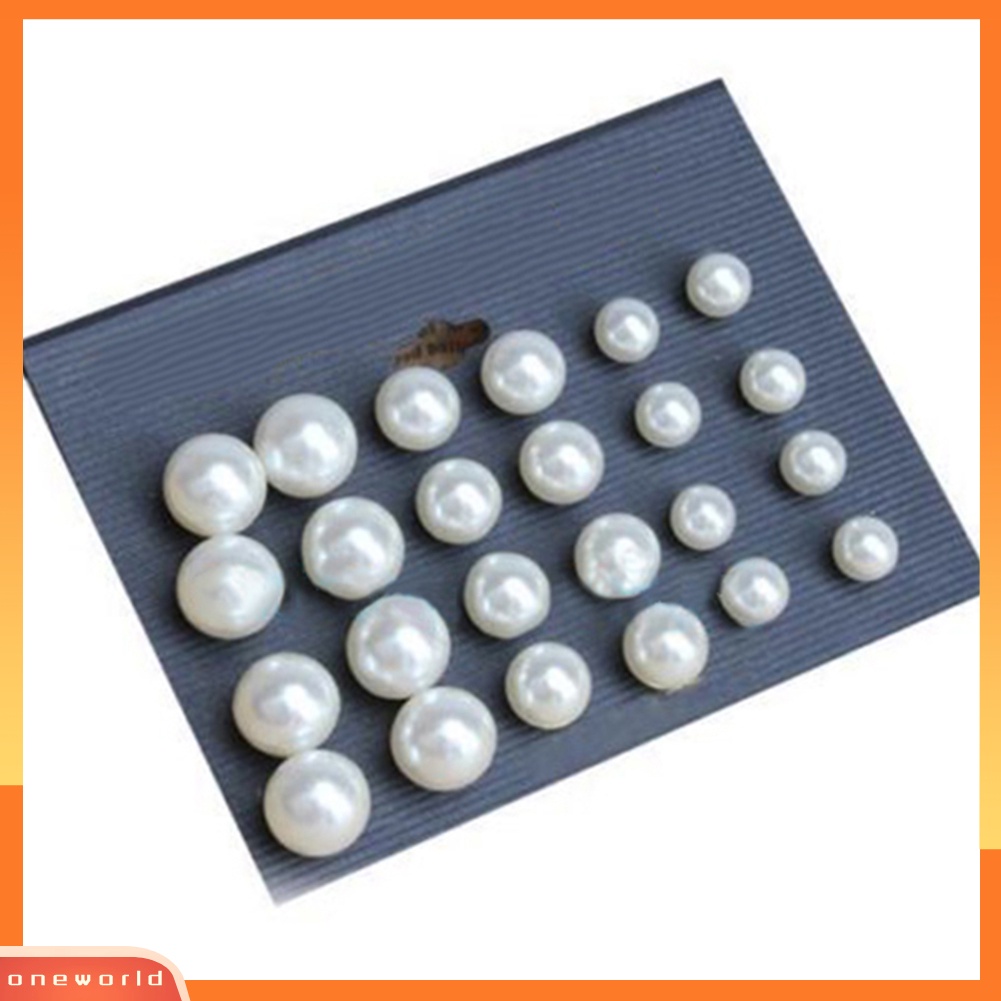 [WOD] 12pasang Wanita Fashion Elegan Putih Faux Pearl Ear Studs Earrings Perhiasan Pesta