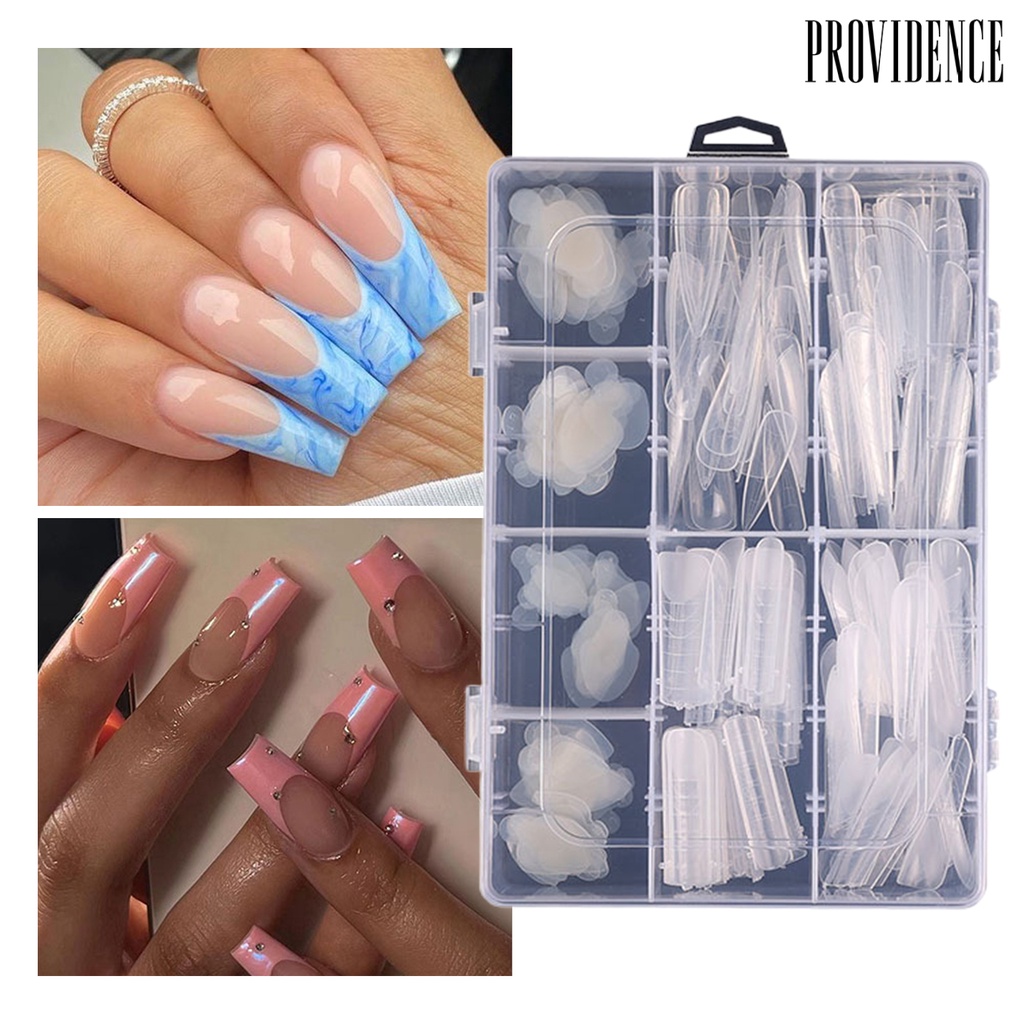 Providence 288Pcs /Box Bangunan Cepat Kuku Palsu Terlihat Dekoratif Ultra-Tipis Transparan Plastik Kuku Cetakan Tips Perlengkapan Kuku