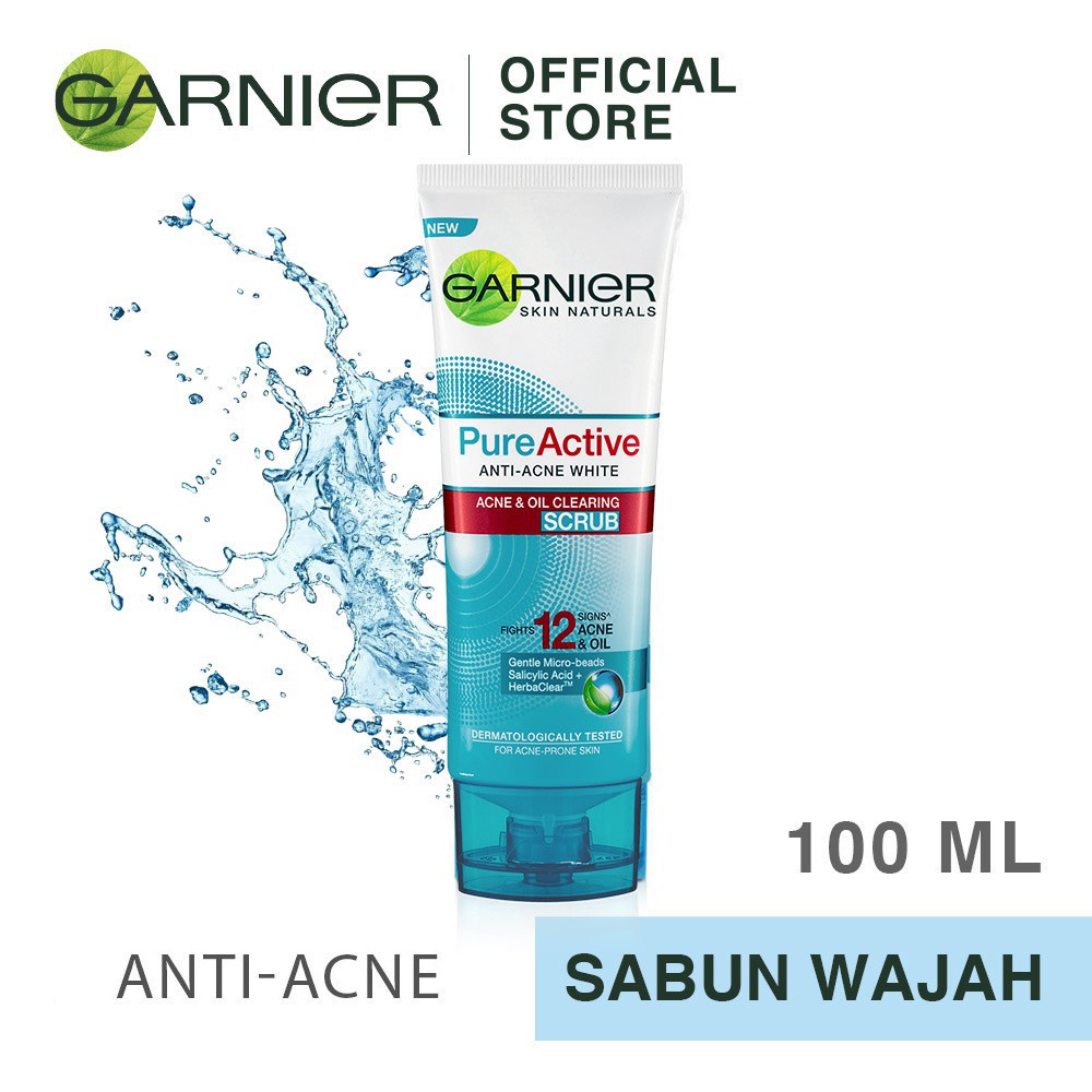 Garnier Pure Active Acne & Oil Clearing Scrub - 100ml (Pembersih Wajah Cleanser Skincare) GK