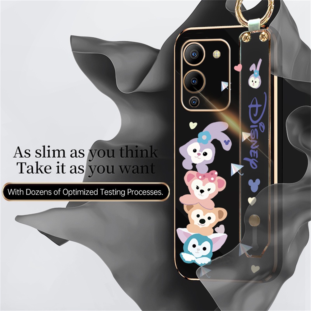 Luxury Case Realme C53 C55 C33 C30 C35 C21Y C25Y C31 Realme10 5i 6i C11 2021 C15 C12 C25 C20 C2 Narzo 50A Fashion Kartun Stellalou Lipat Stand Holder Plating Karet Soft Cover