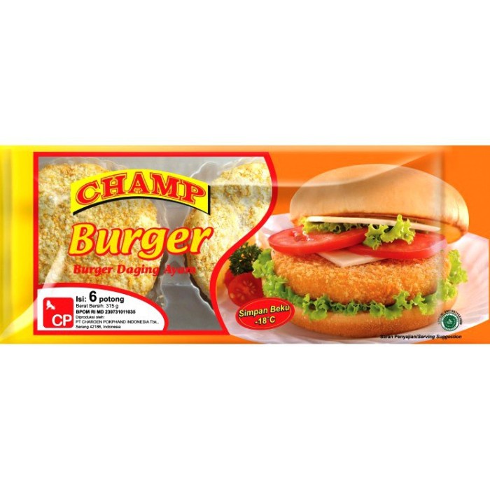 

champ burger 315 gram rasa daging ayam