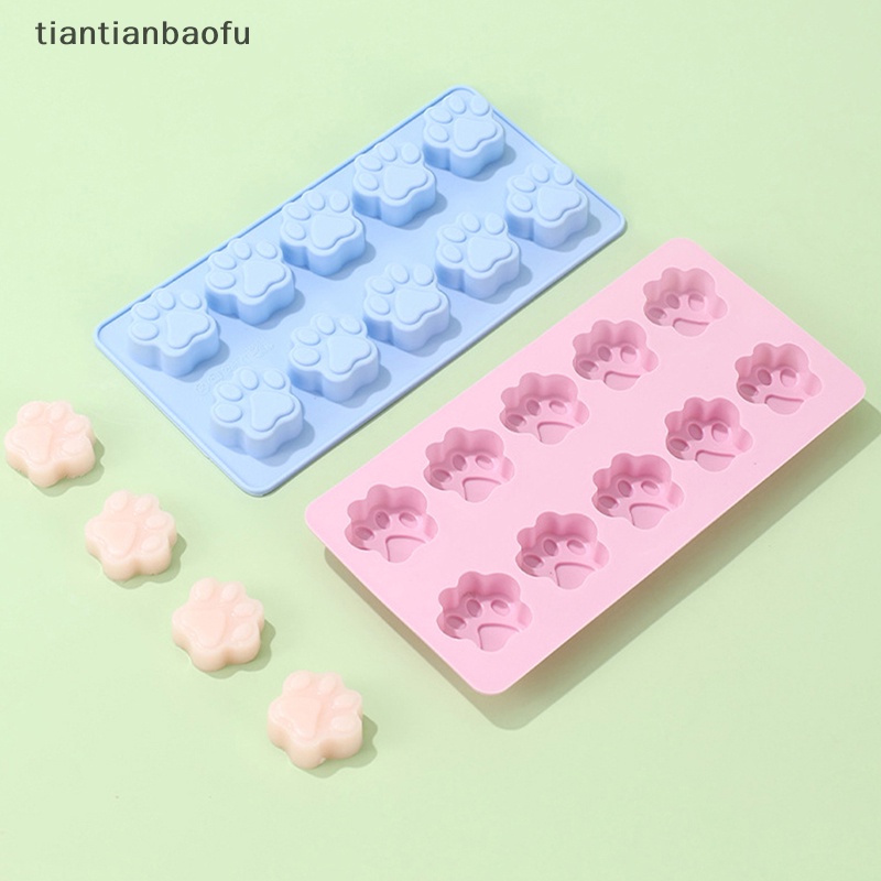 [tiantianbaofu] 1pc 10lubang Silikon Food Grade Cetakan Paw Print Reusable Dog Cat Paw Baking Mold Butik