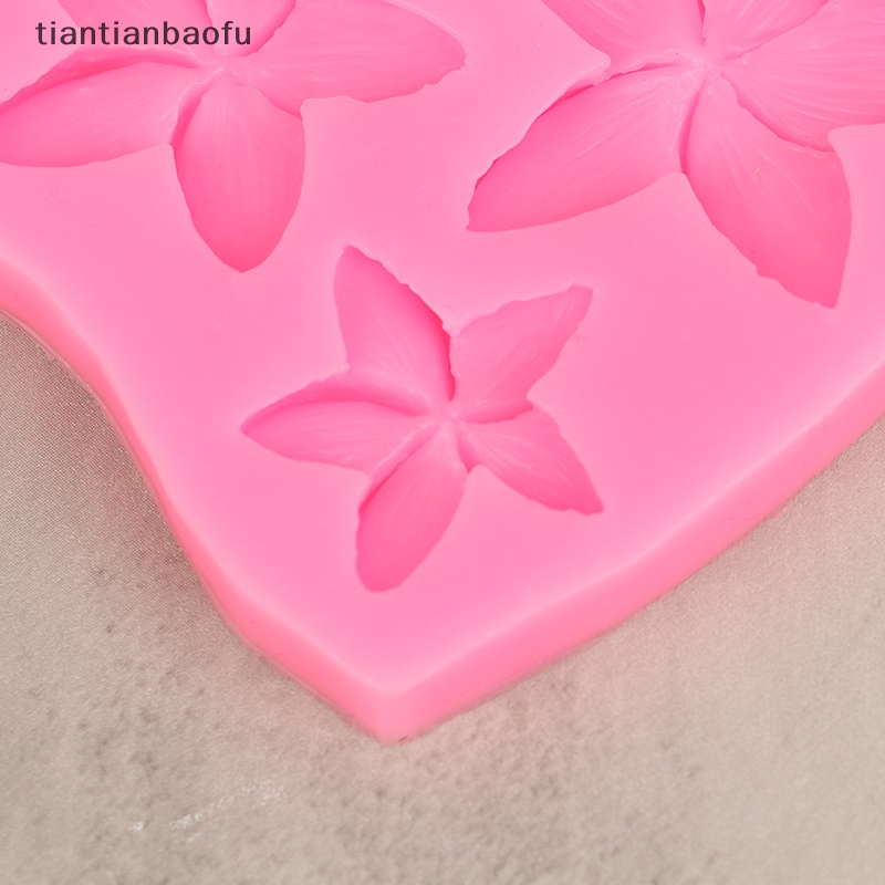 [tiantianbaofu] 1pc Plumeria Bunga Cetakan Silikon DIY Sugarcraft Fondant Kue Decorag Tools Butik