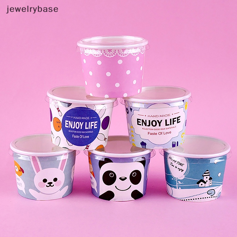 [jewelrybase] Gelas Kertas Es Krim Isi 50pak Mangkok Yogurt Dessert Sundae Sekali Pakai Butik100Ml