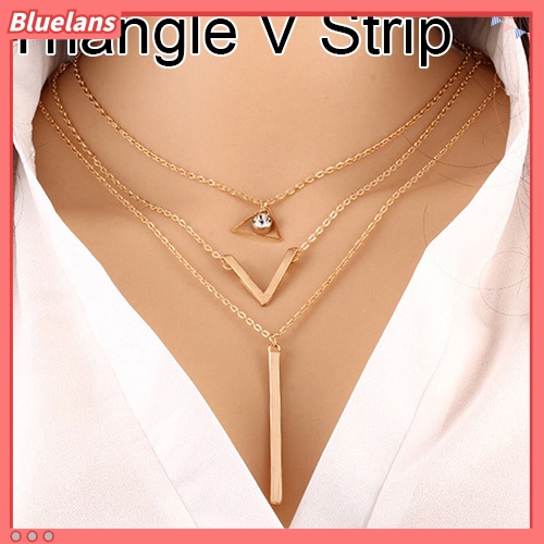 [BLS] Wanita Multilayer Mutiara Imitasi Berlian Imitasi Liontin Choker Rantai Kalung Perhiasan