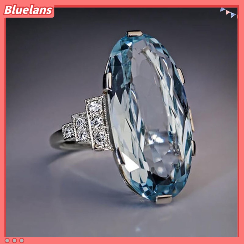 [BLS] Cincin Jari Transparan Panjang Umur Ringan Berbentuk Oval Halus Cincin Biru Untuk Tanggal