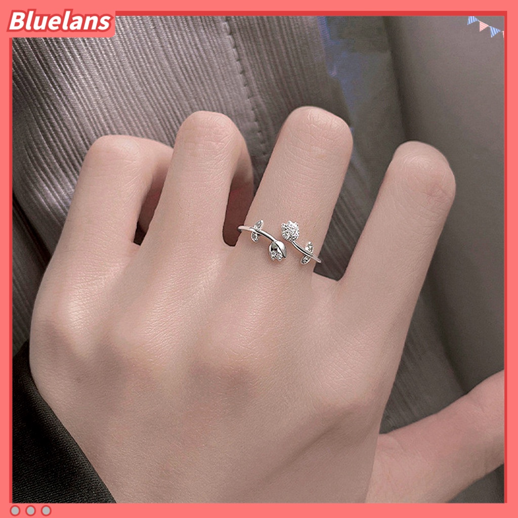 [BLS] Wanita Cincin Temperamen Berlian Imitasi Mengkilap Hias Berkilau Pembukaan Yang Dapat Disesuaikan Hadiah Hias Wanita Elegan Tulip Jari Cincin Perhiasan Pesta Untuk Pacaran