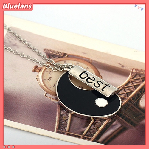 [BLS] 2pcs/set Sahabat Tai Chi Yin Yang Diukir Bar Liontin Split Kalung Hadiah