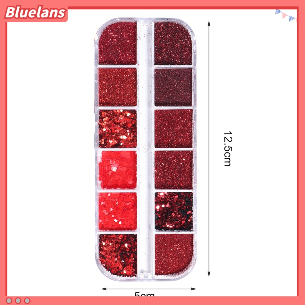 [BLM] 12kisi /Box Manicure Glitter Aman Portabel Permukaan Mengkilap Wine Red Nail Sequin Untuk Pengantin Wanita