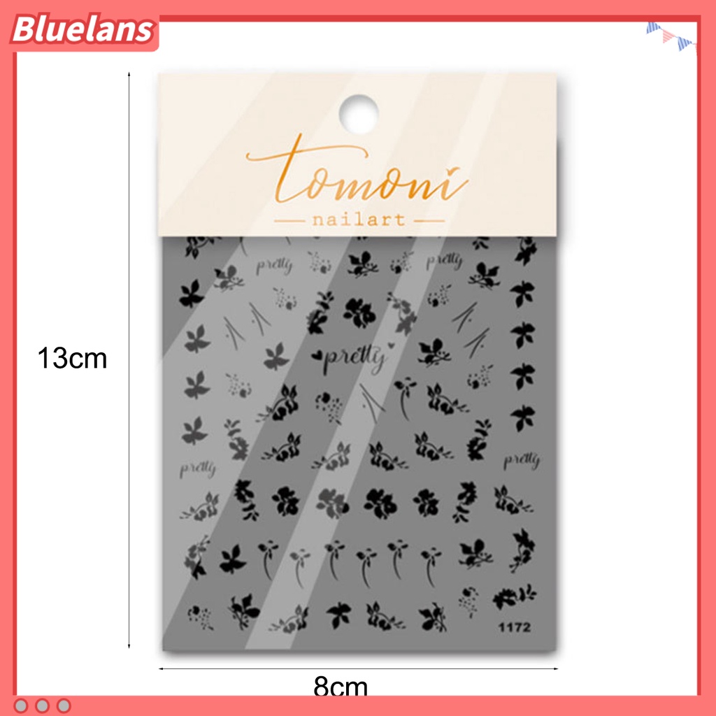 [BLM] 1lembar Manicure Decals Fleksibel DIY Seamless Girls Nailnail Mini Stiker Bunga Untuk Salon