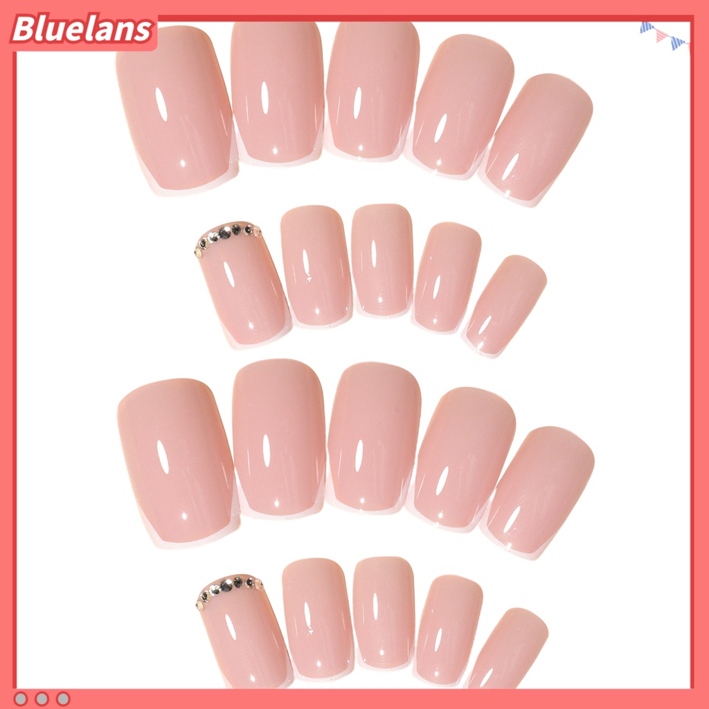 [BLM] 24pcs Kuku Buatan Warna Hidup Tahan Luntur ABS Full Cover Tekan Pada Kuku Palsu Dengan Lem Alat Set Perlengkapan Kecantikan