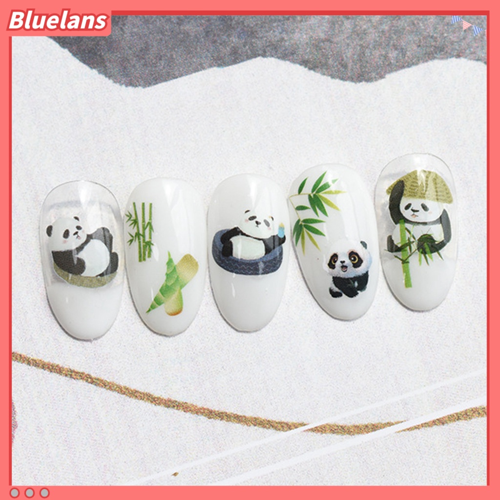 [BLM] Desain Daun Panda Lucu Stiker Kuku Tempel Dekoratif Mudah Perekat DIY Kertas Nail Art Stiker Perlengkapan Kuku