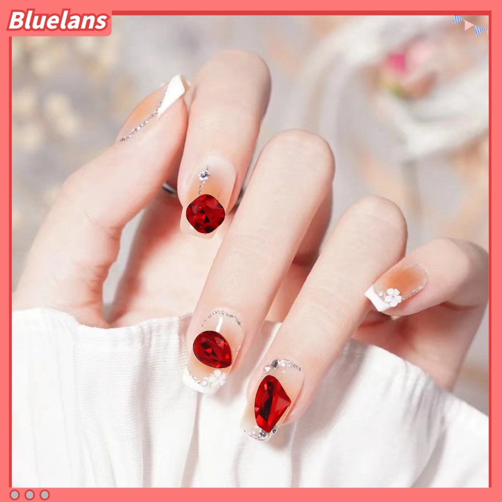 [BLM] 20pcs /Box Kuku Berlian Imitasi Multi Bentuk Berkilau Bersinar Tahan Lama 3D Dekorasi Kuku Resin Tetesan Air Jantung Nail Art Rhinestones Kit Perlengkapan Kerajinan