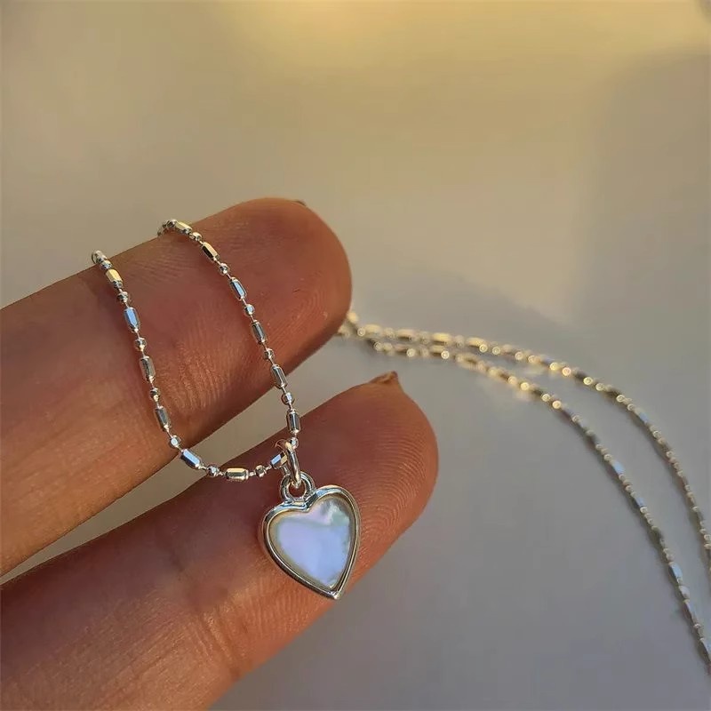 Mutiara Multilayer Kalung Heart Moonstone Pendant Choker Necklace Untuk Wanita Fashion Perhiasan Aksesoris