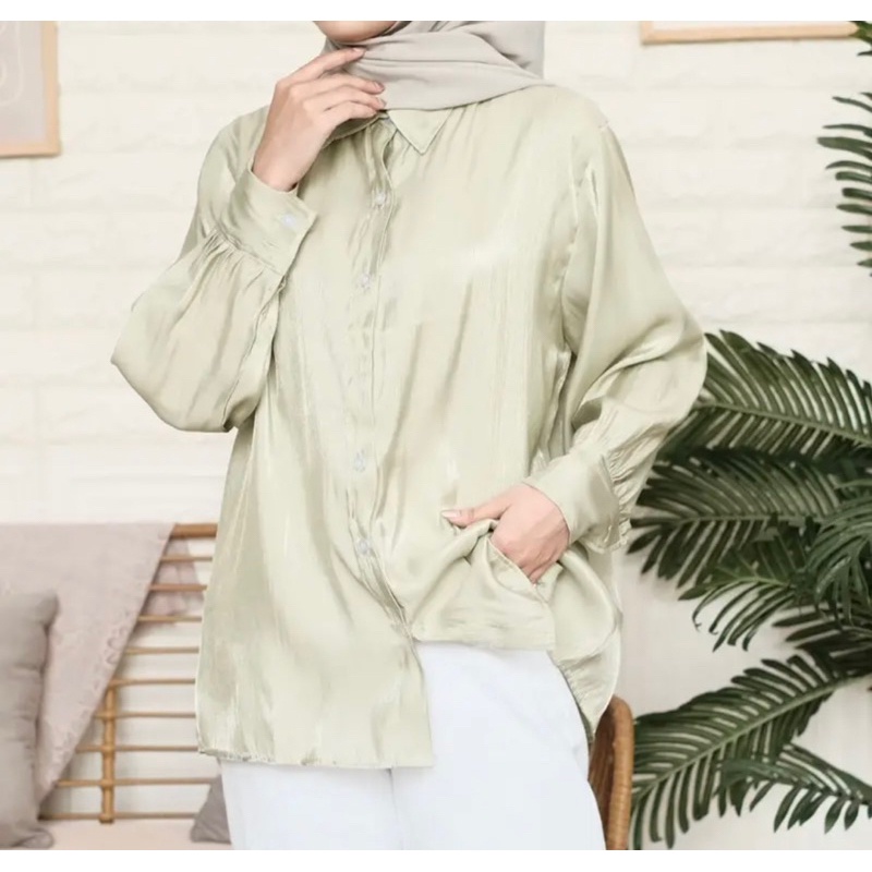 Inara Kemeja Wanita Shimmer Atasan Wanita Terbaru Blouse Bahan Shimmer