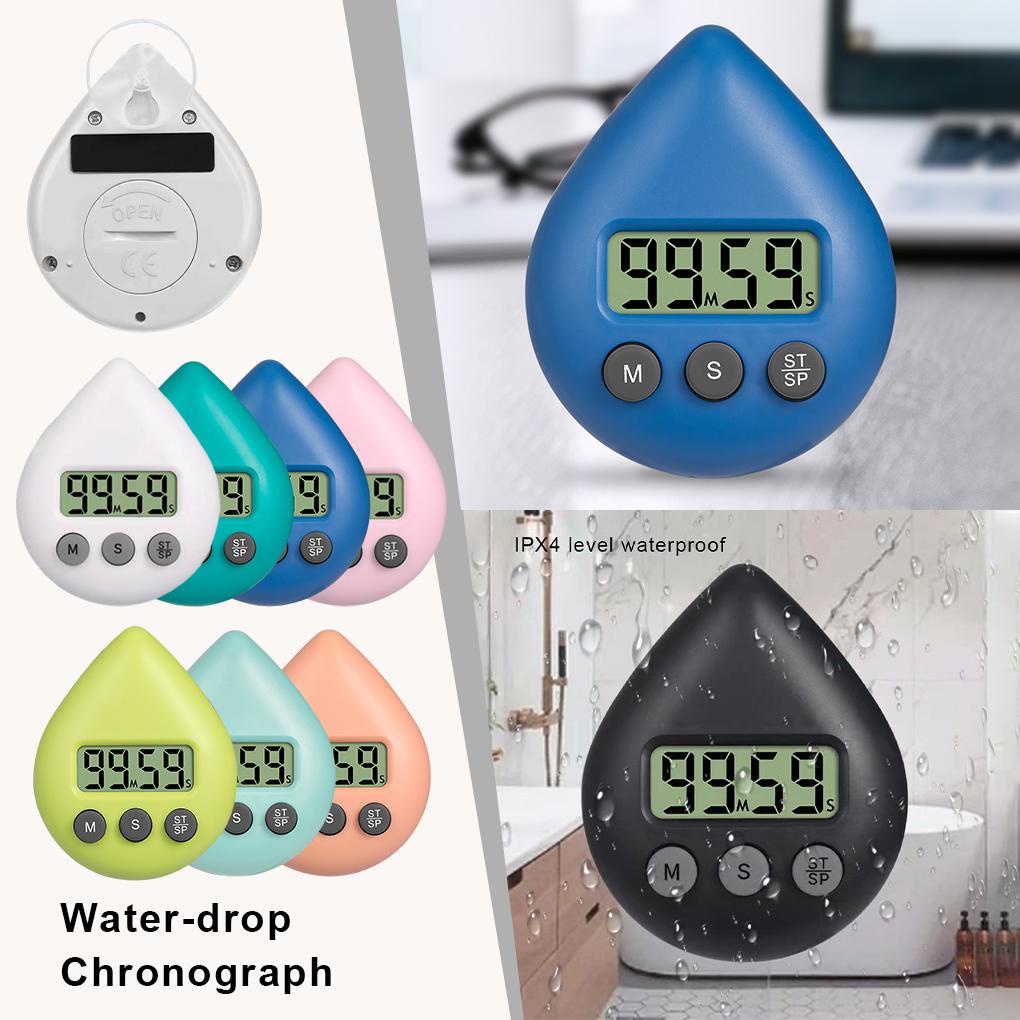 Water Drop Electronic Sucker Digital Timer Belajar Stopwatch Display Alarm Clock Shower Shop Perangkat Pengingat Rumah Hadiah