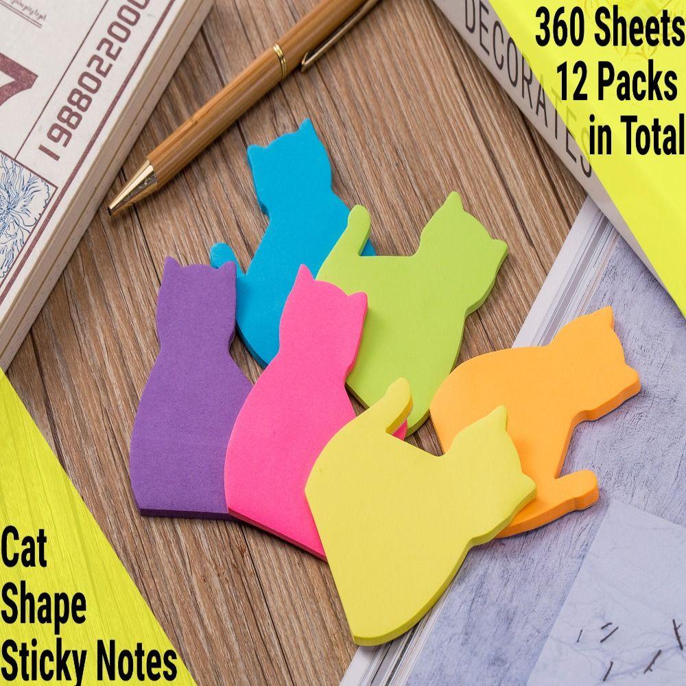 Nanas 12pad Self-Stick Notes Perlengkapan Kantor Siswa Stiker Pesan Kucing