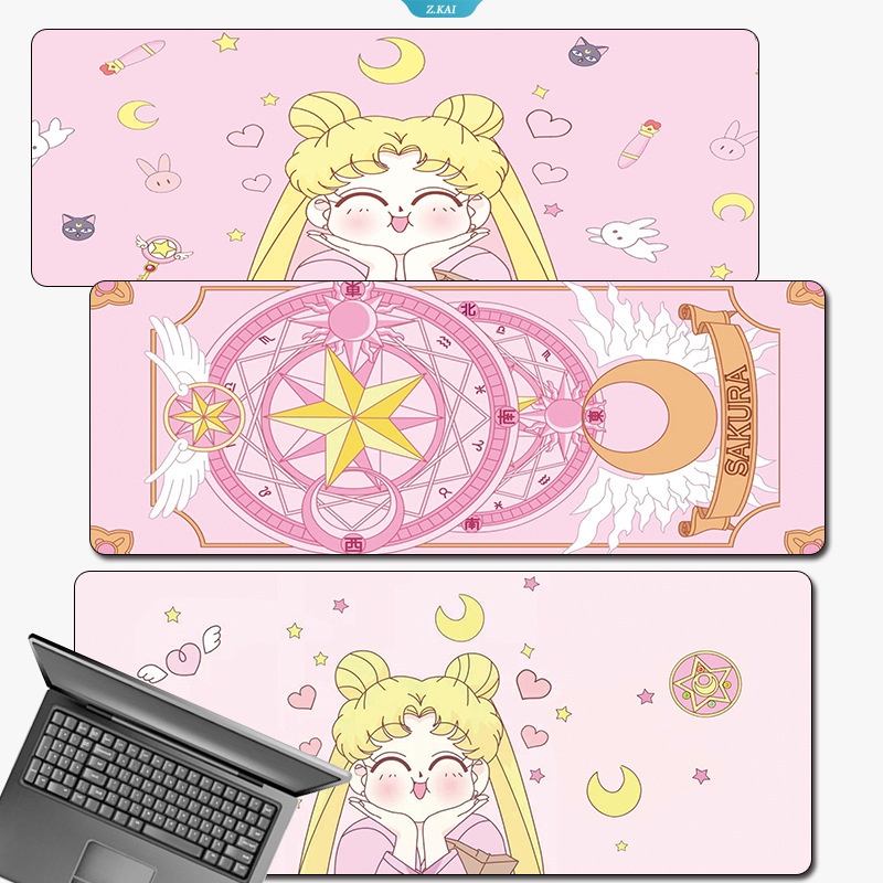 Sailors Moon Kawaii Mousepad Cute Gamer Keyboard Pad Alas Mouse Mat Desk Mat Aksesoris Pc Gaming Mause Pads Pelindung Besar [ZK]