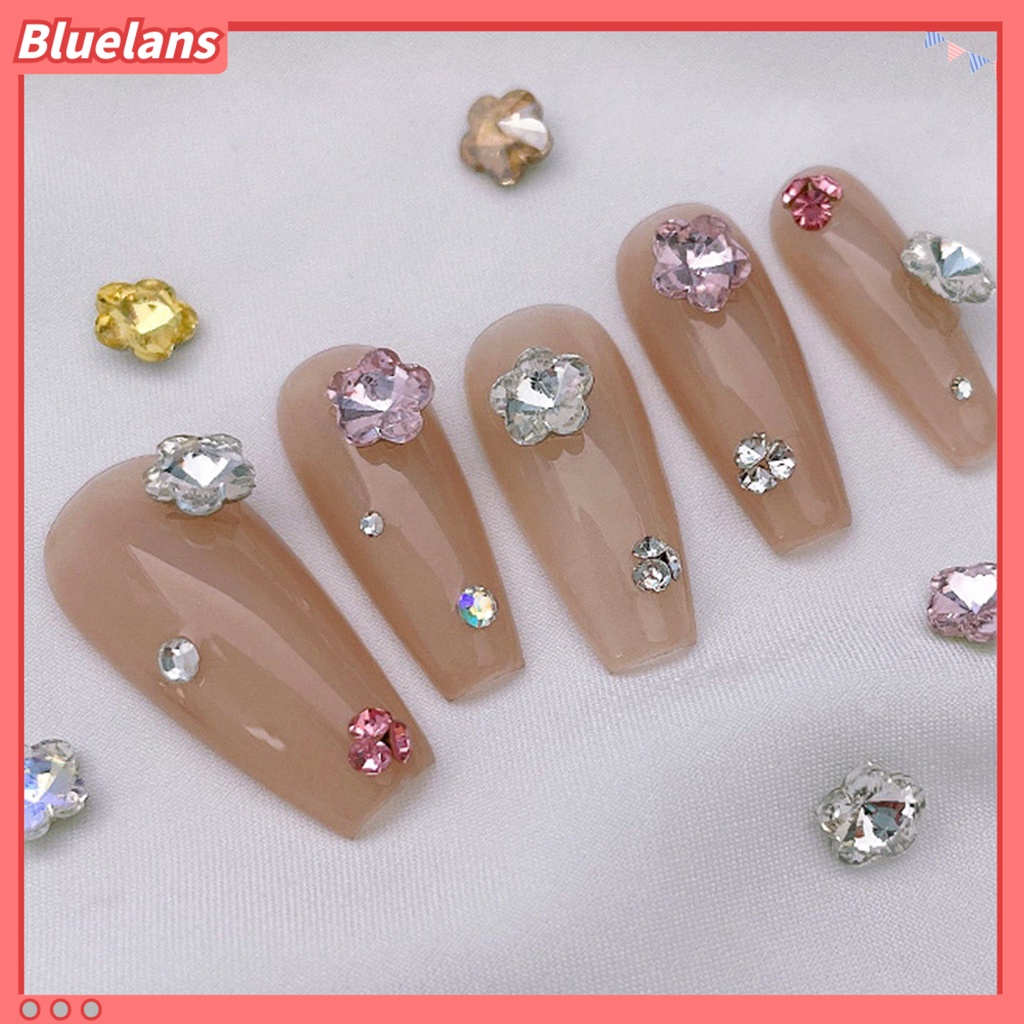 [BLM] 10 Pcs Kuku Berlian Imitasi Bersinar Tiga Dimensi Tidak Jatuh Mempesona Efek Visual DIY Mini Manicure Plum Blossom Faux Crystal Manicure Store Supply