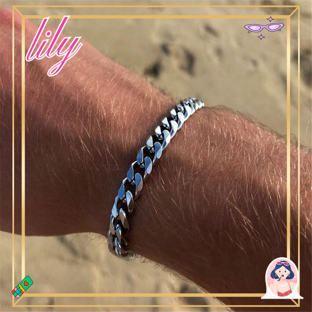 Lily Perhiasan Gelang Pria Anti Karat Fashion Pria Rantai Lebar