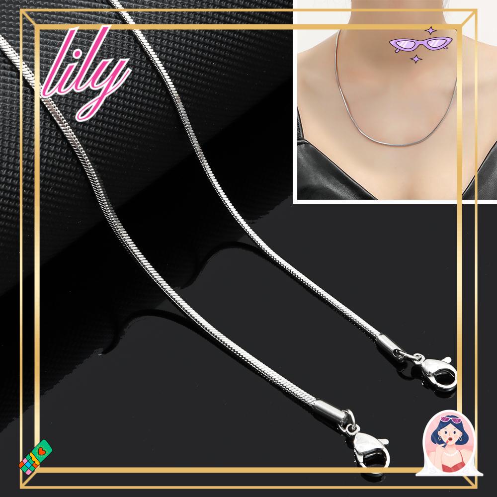 Lily Kalung Stainless Steel Keren Wanita Pria Warna Silver Hip Hop Statement