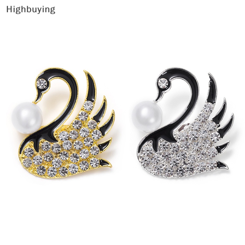 Hbid Fashion Mutiara Swan Bros Pin Untuk Wanita Pakaian Coat Lapel Pin Dekorasi Perhiasan Hadiah Glory