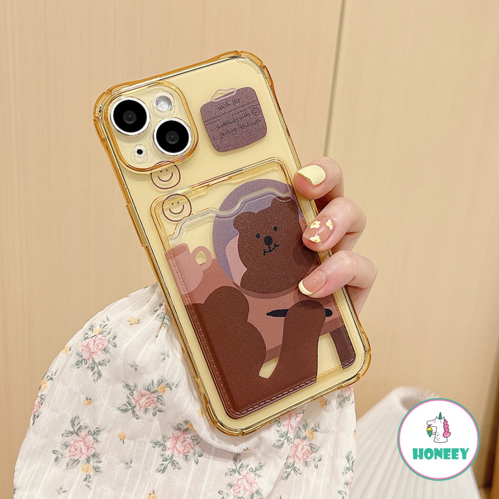 Case Beruang Coklat Kartun Lucu Untuk Iphone14 13 12 Pro Max Casing iPhone 11 Pro Max XR X XS Max8 7 14 Plus Dompet Tutup Belakang