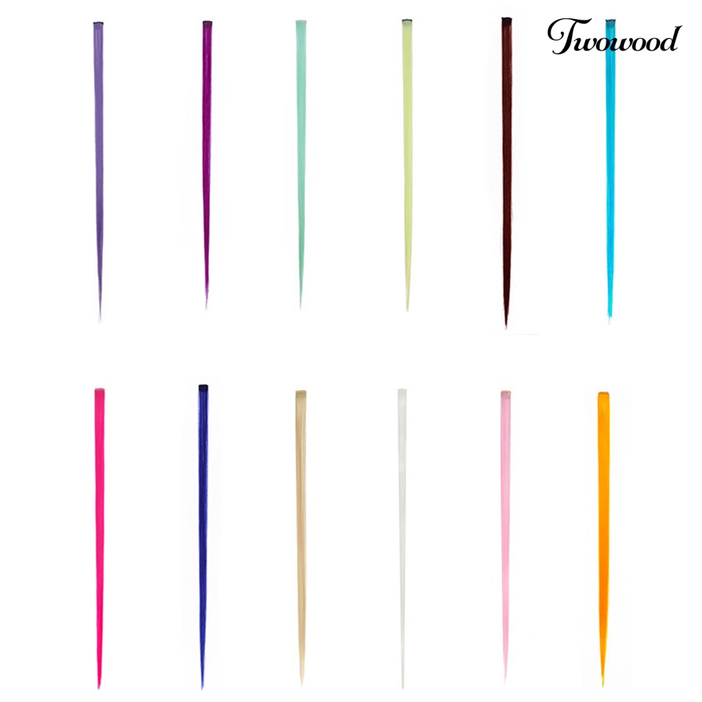 Twowood Wanita Rambut Sintetis Panjang Lurus Multi Warna Ekstensi Sopak Pesta Wig