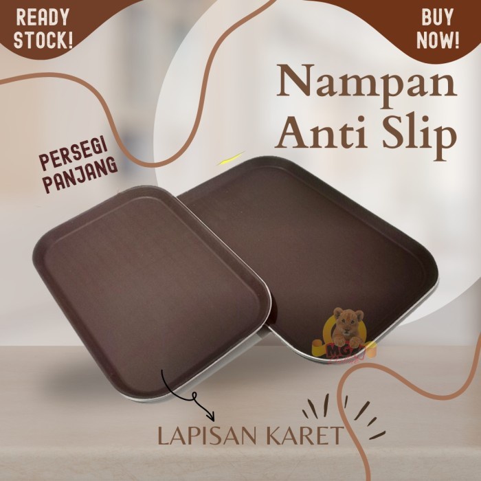 Nampan Anti Slip SegiPanjang 45x35cm non Slip Serving Tray lapis karet
