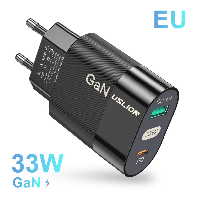 65w GaN Charger Gallium Nitride PD Fast Charger Charger Handphone Adaptor Komputer Euro/US/UK