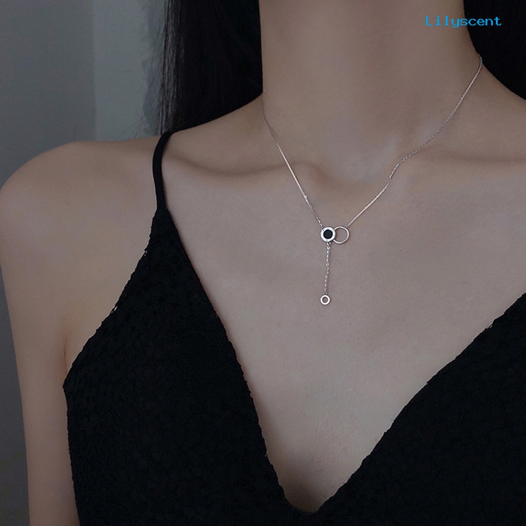 [LS]Pendant Kalung Geometris Cincin Liontin Temperamen Kesederhanaan Pengerjaan Halus Leher Dekorasi Hypoallergenic Minimalis Pesona Kalung Perhiasan Aksesori