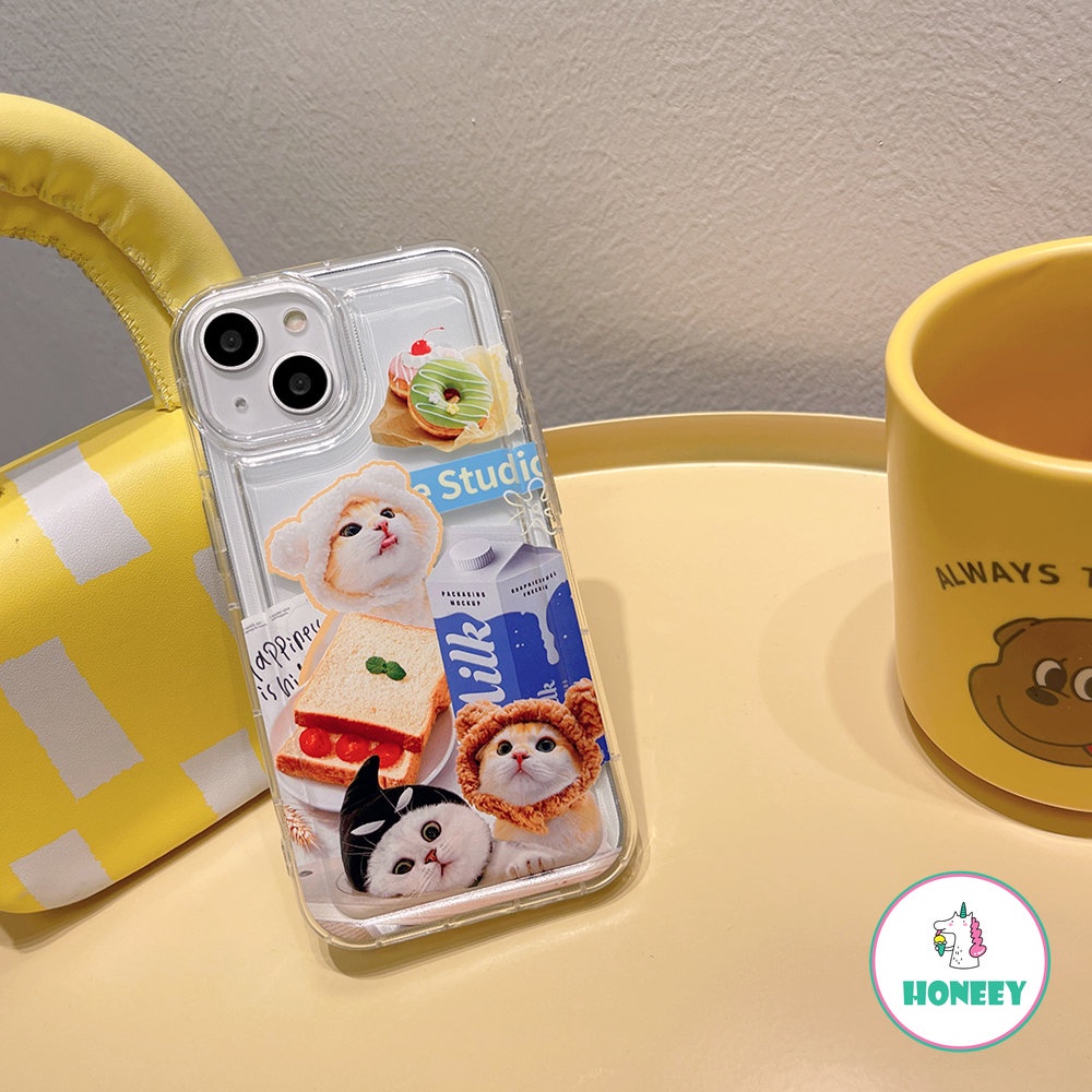 IPHONE Casing Airbag Kucing Dan Anjing Yang Indah Untuk Iphone11 12/12 Pro 13 14 Pro Max XR XS 87plus Hewan Graffiti Shockproof Back Cover