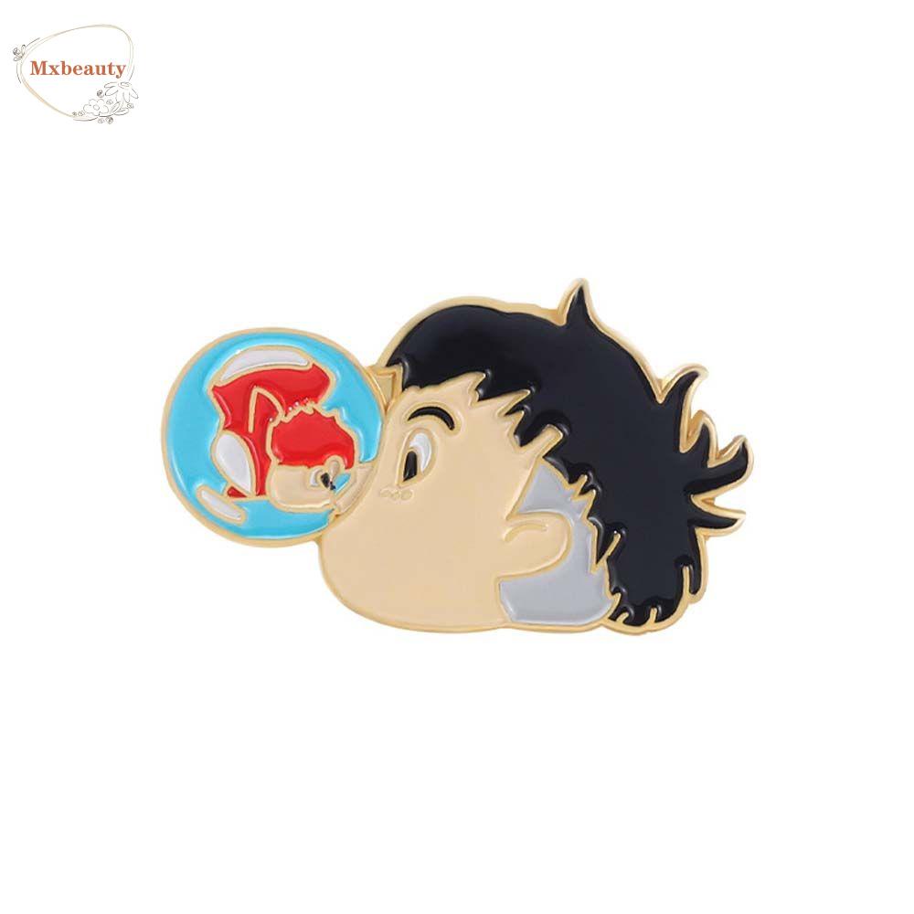 Mxbeauty Ponyo Bros Kartun Mantel Aksesoris Perhiasan Di Tebing Film Kerah Bros Lencana Pin Enamel Pin