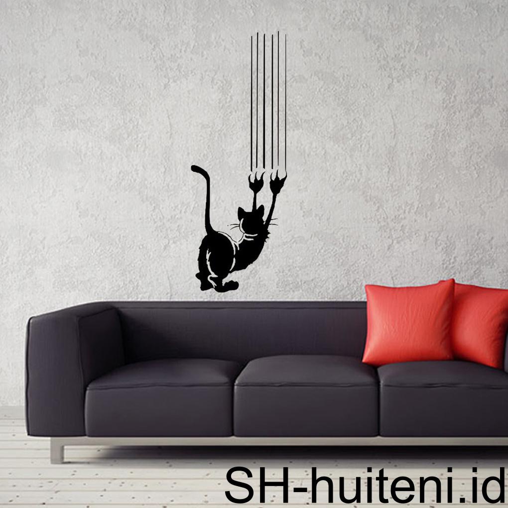 Huit Kucing Lucu Stiker Dinding Pintu Ruang Tamu Latar Belakang Mural Art Decals Ringan Removable Lucu Self-adhesive Stickers