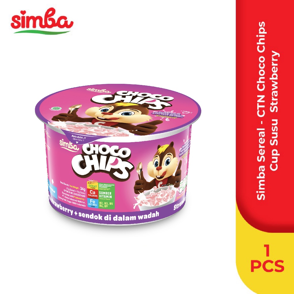 

Choco Chip Cereal SIMBA Cup Susu Strawberry 34 gr