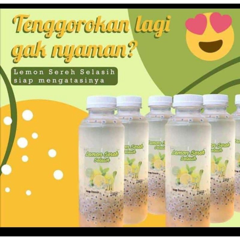 

Lemon Sereh Selasih 250ml/sari lemon asli/lemon sereh dan segar/lemon segar/sereh/minuman sereh/selasih/minuman selasih/