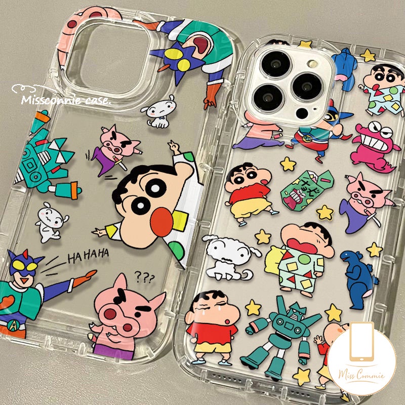 Untuk Realme C55 C53 C35 C15 C25 C20 9i 6i 5i 5s 5 7i C25s C12 C21Y C33 C1 C25Y C30 C30S C17 C3 C2 C1 Ins Korea Graffiti Kartun Pasangan Lucu Cute Crayon Shin-chan Airbag Soft Cover